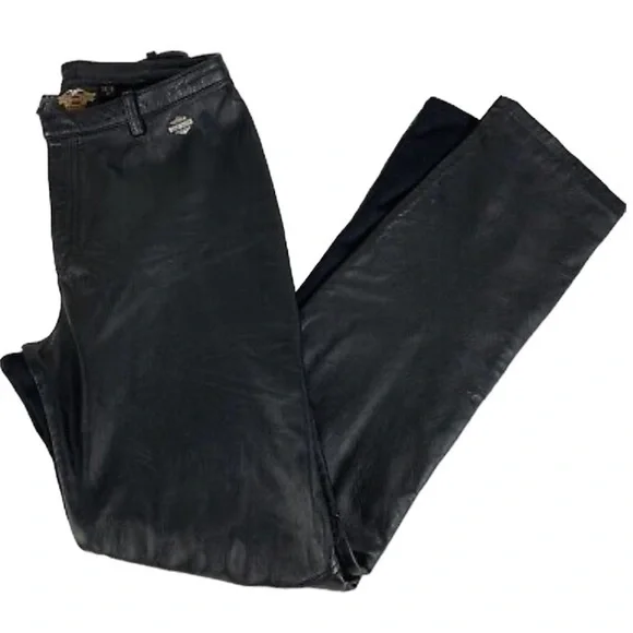 Harley-Davidson Black Leather at Front Pants‎